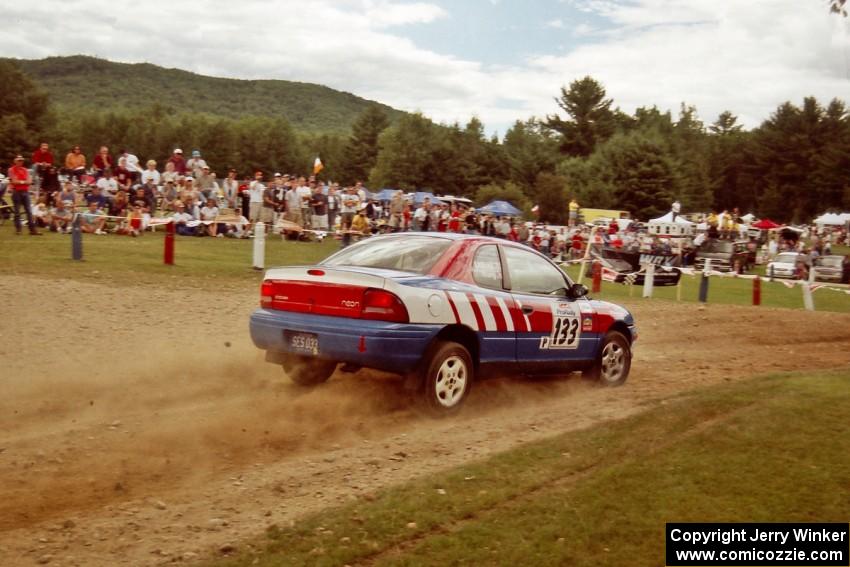 Tom Young / Jim LeBeau Dodge Neon ACR at the finish of SS1, Mexico Rec.