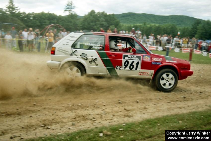 Jerzy Bajno / Slawomir Kadlubowski VW Golf at the finish of SS1, Mexico Rec.