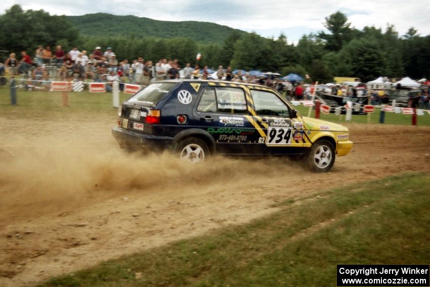 Ray Johansen / Brian Johnson VW Golf at the finish of SS1, Mexico Rec.