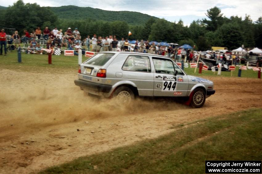 Scott Williams / Trisha Williams VW GTI at the finish of SS1, Mexico Rec.