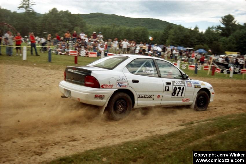 Nathan Koukkari / Troy Shaw Dodge Neon at the finish of SS1, Mexico Rec.