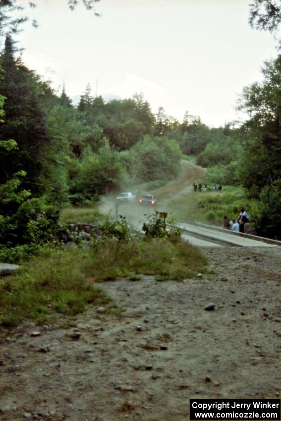 Gerry Brinkman / Will Sekella Audi 4000 Quattro passes the Jose Vicente / Peter Watt VW Fox Kit Car V6 on SS3, E. Town East.