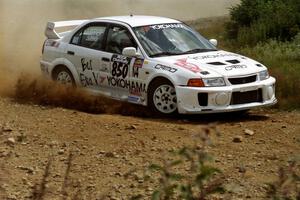 Jean-Sébastien Besner / Jacques Besner Mitsubishi Lancer Evo V on SS6, Parmachenee East.