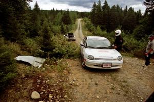 Juliette Rice / Bryan Gwisc Dodge Neon about to resume after removing the skidplate on SS6, Parmachenee East.