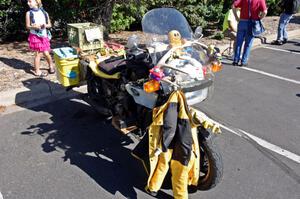 Old Italian motorcycle ready for travel.