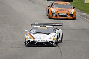 Tomas Enge's Lamborghini Gallardo GT3 FL2 and Mike Skeen's Audi R8 LMS Ultra