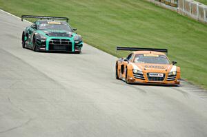 Mike Skeen's Audi R8 LMS Ultra and James Davison's Nissan GT-R GT3