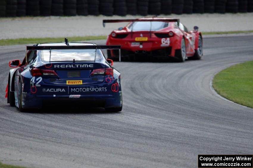 Peter Cunningham's Acura TLX-GT follows Duncan Ende's Ferrari 458 GT3 Italia