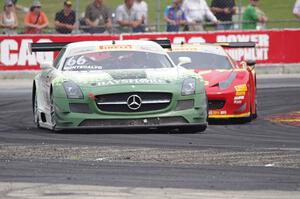 Frankie Montecalvo's Mercedes-AMG SLS GT3 and Henrique Cisneros' Ferrari 458 GT3 Italia