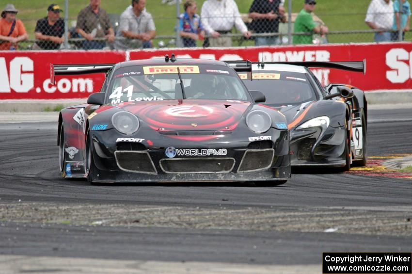 Michael Lewis' Porsche 911 GT3R and Kevin Estre's McLaren 650S GT3