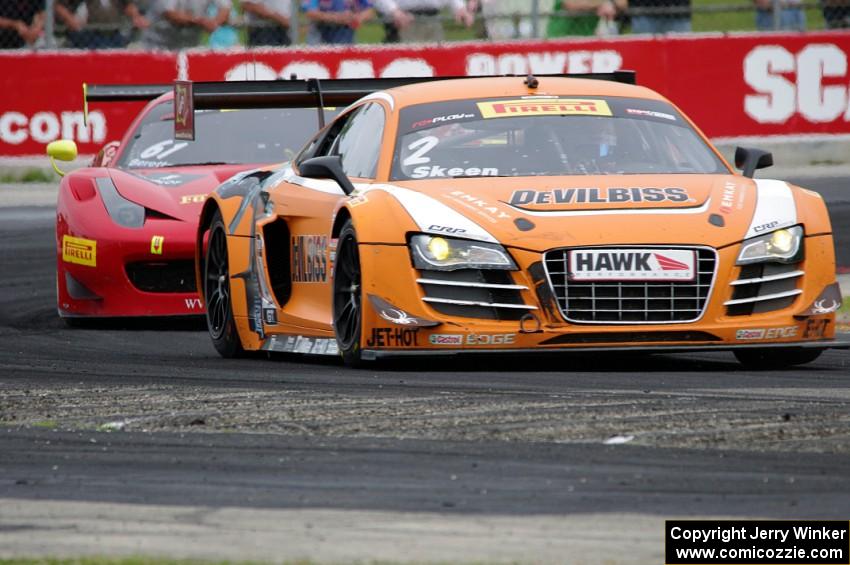 Mike Skeen's Audi R8 LMS Ultra and Olivier Beretta's Ferrari 458 GT3 Italia