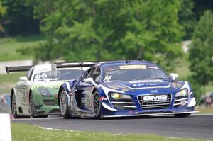 James Sofronas' Audi R8 LMS Ultra and Frankie Montecalvo's Mercedes-Benz AMG SLS GT3