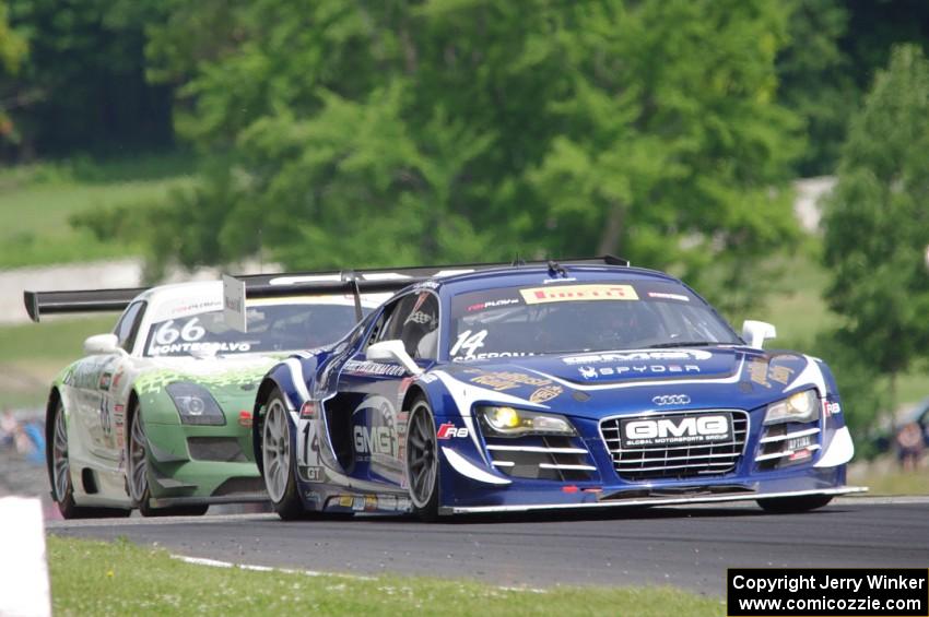 James Sofronas' Audi R8 LMS Ultra and Frankie Montecalvo's Mercedes-Benz AMG SLS GT3