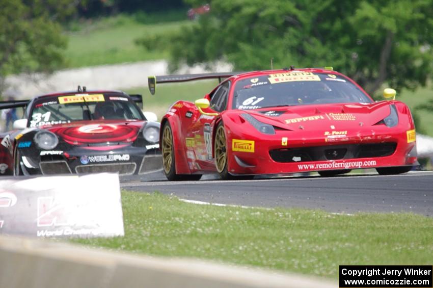 Olivier Beretta's Ferrari 458 GT3 Italia and Ryan Dalziel's Porsche 911 GT3R