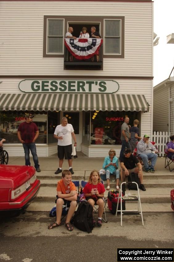 Awaiting the start of the parade into town in front of Gessert's Ice Cream.