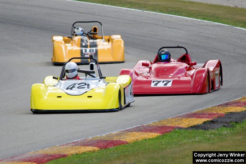 Jim Fuerstenberg's Swift DB-2, Mark Brannon's Van Diemen RFS-02S and Glenn Bryant's Carbir CS2