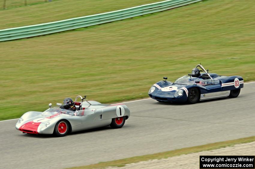 Sandra McNeil's Lotus 23B and Vincent Dean's Lotus 19/Buick