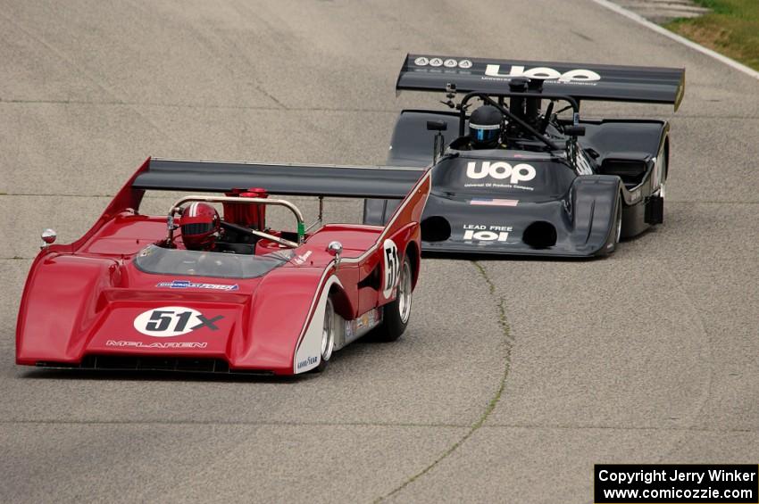 Roger Williams' McLaren M8E/F and Kirt Bennet's Shadow DN4