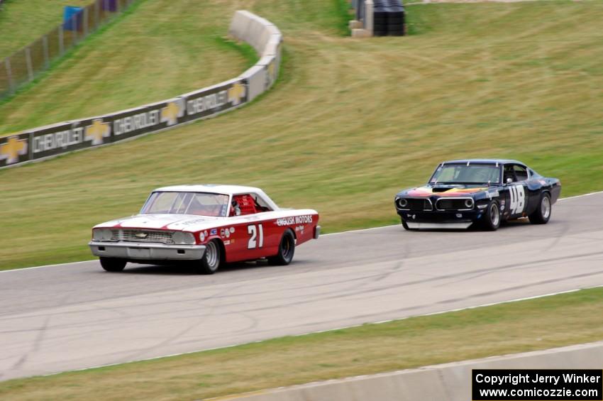 Steve Lisa's Ford Galaxie and Brian Garcia's Plymouth Barracuda