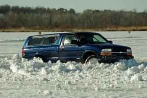 Dan Graff's Chevy S-10 Pickup gets hung up on a snowbank.