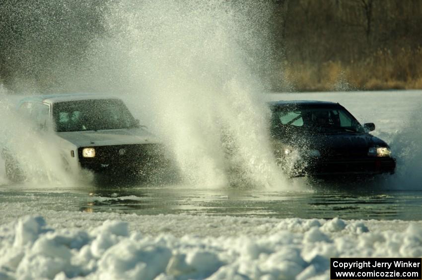 Brad Johnson's VW Rabbit and Tim Stone / Ryan Rose Honda Civic