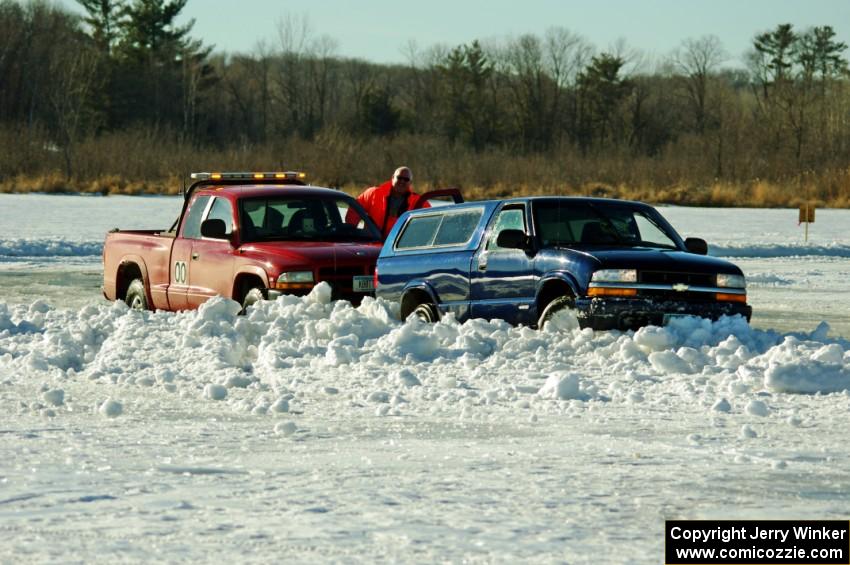 Dan Graff's Chevy S-10 Pickup gets freed from the snowbank.