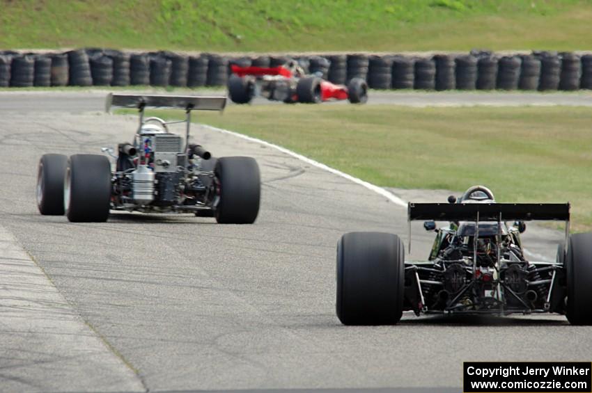 George Frey's McLaren M10A leads Paul Dudiak's McKee Mk. 12C and Gregory Thornton's Lotus 77