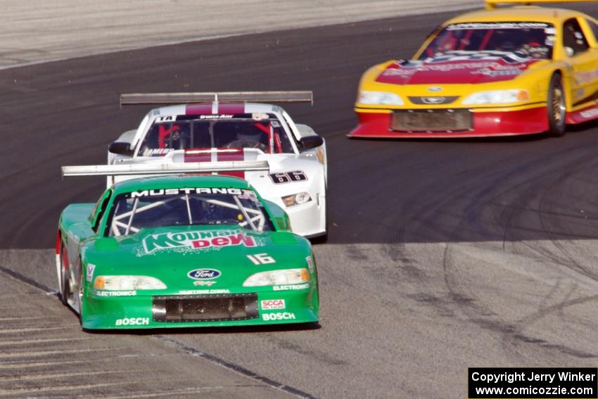 Colin Comer's Ford Mustang, Denny Lamers' Ford Mustang and Adam Rupp's Ford Mustang