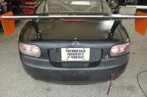 Ernie Francis, Jr.'s Mazda MX-5 in the Trans-Am paddock.