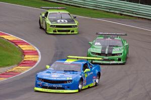 Tommy Archer's Chevy Camaro, Jordan Bernloehr's Chevy Camaro and Joe Stevens' Dodge Challenger