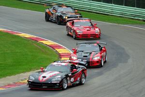 Cindi Lux's Dodge Viper, Lee Saunders' Dodge Viper, Steve Streimer's Dodge Viper and Ernie Francis, Jr.'s Chevy Camaro