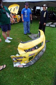 Damaged bodywork souvenir from John Atwell's Chevy Camaro