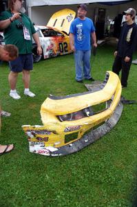 Damaged bodywork souvenir from John Atwell's Chevy Camaro