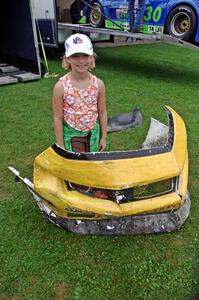 Damaged bodywork souvenir from John Atwell's Chevy Camaro