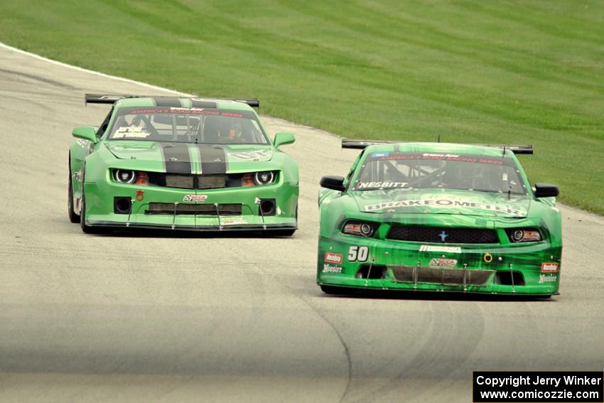 Bruce Nesbitt's Ford Mustang and Jordan Bernloehr's Chevy Camaro