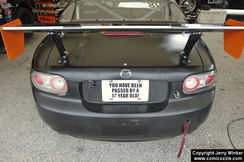 Ernie Francis, Jr.'s Mazda MX-5 in the Trans-Am paddock.