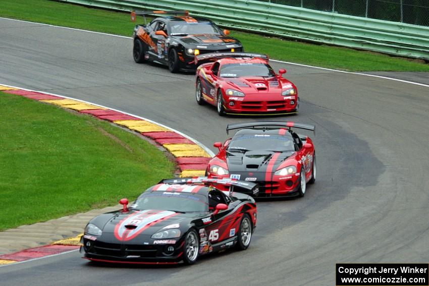 Cindi Lux's Dodge Viper, Lee Saunders' Dodge Viper, Steve Streimer's Dodge Viper and Ernie Francis, Jr.'s Chevy Camaro