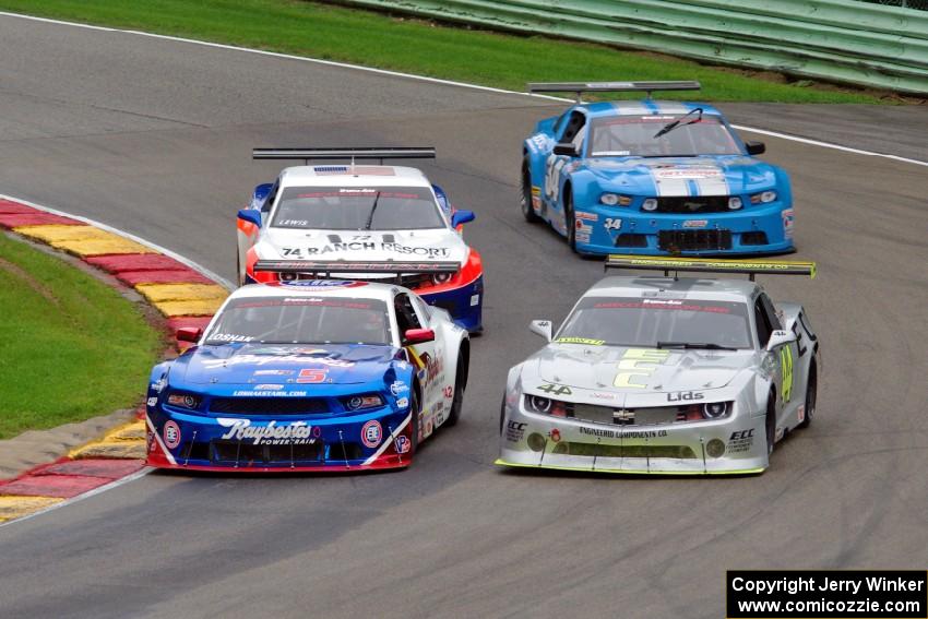 Lawrence Loshak's Ford Mustang, Adam Andretti's Chevy Camaro, Shane Lewis' Chevy Camaro and Tony Buffomante's Ford Mustang