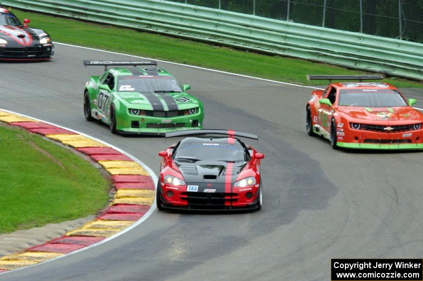 Lee Saunders' Dodge Viper, Allen Milarcik's Chevy Camaro, Jordan Bernloehr's Chevy Camaro and Cindi Lux's Dodge Viper