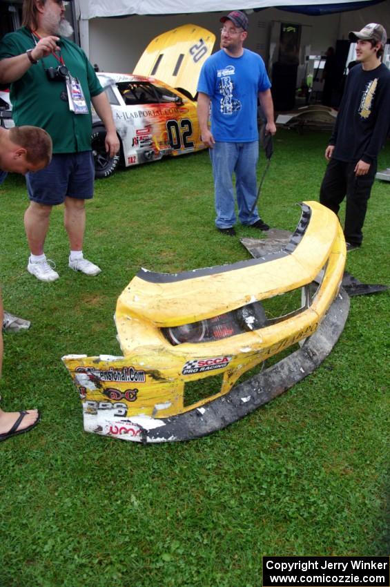 Damaged bodywork souvenir from John Atwell's Chevy Camaro