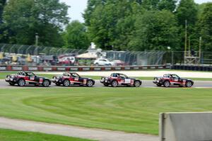 Robby Foley, Ben Albano, Sam Adams and Nikko Reger, all in Mazda MX-5s