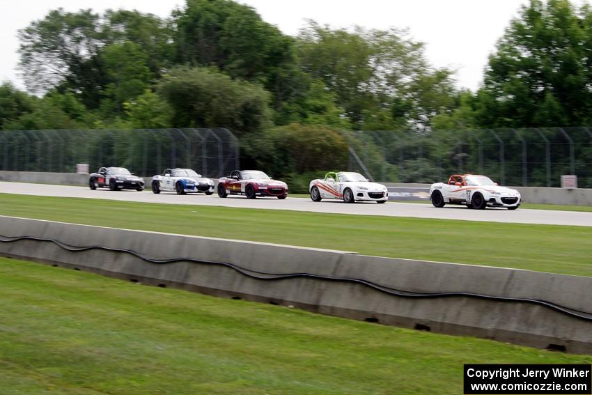 John Dean II, Nathanial Sparks, Drake Kemper, Patrick Gallagher and Dean Copeland, all in Mazda MX-5s.