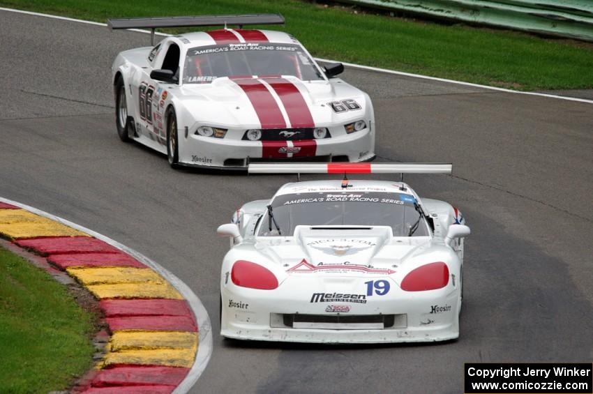 Kerry Hitt's Chevy Corvette and Denny Lamers's Ford Mustang