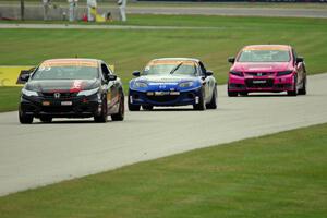 Chad Gilsinger / Ryan Eversley Honda Civic Si, Stevan McAleer / Chad McCumbee Mazda MX-5 and Sarah Cattaneo / Owen Trinkler