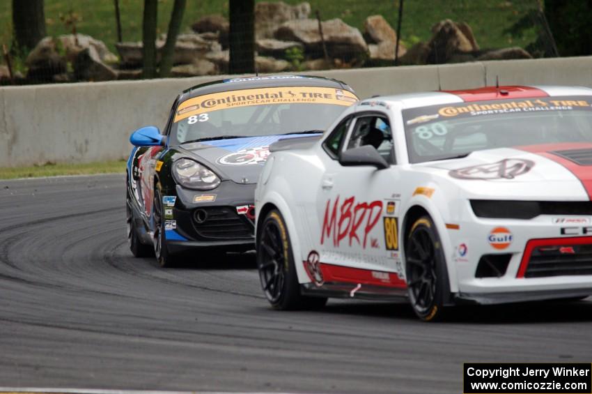 Martin Barkey / Kyle Marcelli Chevrolet Camaro Z/28.R and Greg Liefooghe / Eric Zimmermann Porsche Cayman