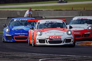 Lucas Catania's, Andrew Longe's and Kasey Kuhlman's Porsche GT3 Cup cars