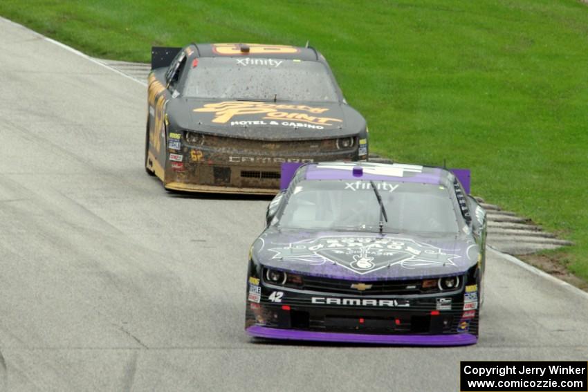 Justin Marks' Chevy Camaro and Brendan Gaughan's Chevy Camaro