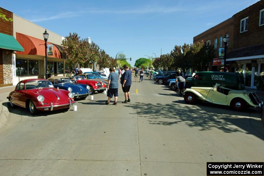 Main Street with Porsches and MGs
