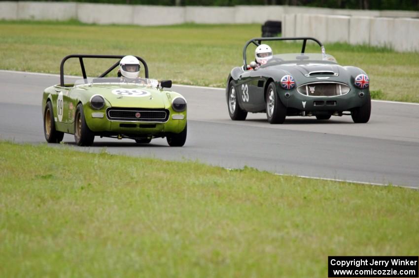 Dan L'Heureux's MG Midget and Dan Powell's Austin-Healey 3000