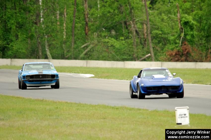 Kent Burg's Chevy Corvette and Brian Kennedy's Ford Mustang Boss 302